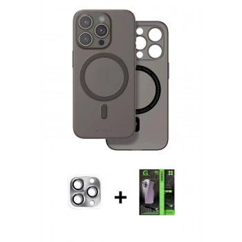 MARSİLYAN™- iPhone 16 Pro Max Kılıf Çekirdek Klasik - Şeffaf 360 Full Body Arka Koruyucu + Pers Alüminyum Kamera Lens - GI