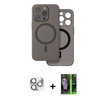 MARSİLYAN™- iPhone 16 Pro Max Kılıf Çekirdek Klasik - Şeffaf 360 Full Body Arka Koruyucu + Pers Alüminyum Kamera Lens - GS