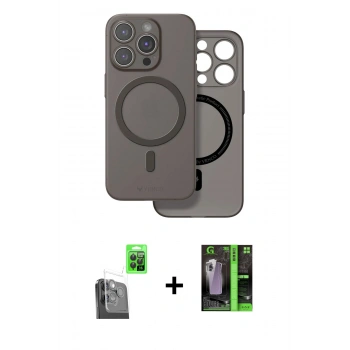 MARSİLYAN™- iPhone 16 Pro Max Kılıf Çekirdek Klasik - Şeffaf 360 Full Body Arka Koruyucu + Raze Metal Kamera Lens - SH