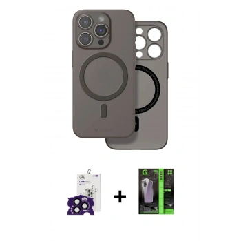 MARSİLYAN™- iPhone 16 Pro Max Kılıf Çekirdek Klasik - Şeffaf 360 Full Body Arka Koruyucu + Bilvis Titan Kamera Lens - SH