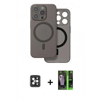 MARSİLYAN™- iPhone 16 Pro Max Kılıf Çekirdek Klasik - Şeffaf 360 Full Body Arka Koruyucu + PVD Metal Kamera Lens - SH