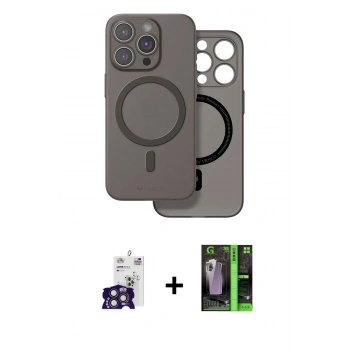 MARSİLYAN™- iPhone 16 Pro Max Kılıf Çekirdek Klasik - Şeffaf 360 Full Body Arka Koruyucu + Bilvis Titan Kamera Lens - TMGI