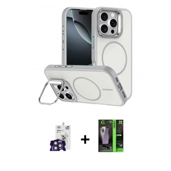 MARSİLYAN™- iPhone 16 Pro Max Kılıf Çekirdek Klasik - Şeffaf 360 Full Body Arka Koruyucu + Bilvis Titan Kamera Lens - TMGI