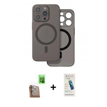 MARSİLYAN™- iPhone 16 Pro Max Kılıf Çekirdek Klasik - Şeffaf Pasifik Cam Ekran Koruyucu + Raze Metal Kamera Lens - CLTM