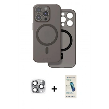 MARSİLYAN™- iPhone 16 Pro Max Kılıf Çekirdek Klasik - Şeffaf Pasifik Cam Ekran Koruyucu + Pers Alüminyum Kamera Lens - GI