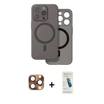 MARSİLYAN™- iPhone 16 Pro Max Kılıf Çekirdek Klasik - Şeffaf Pasifik Cam Ekran Koruyucu + Pers Alüminyum Kamera Lens - CLTM