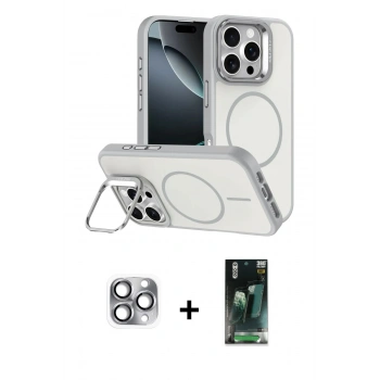 MARSİLYAN™- iPhone 16 Pro Max Kılıf Çekirdek Klasik - Siyah 360 Mat Full Body Arka Koruyucu + Pers Alüminyum Kamera Lens - GI