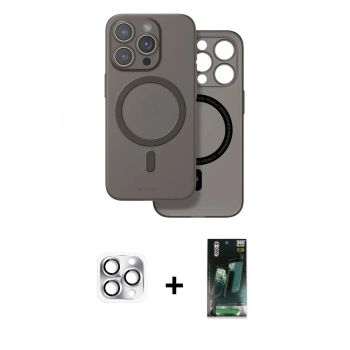 MARSİLYAN™- iPhone 16 Pro Max Kılıf Çekirdek Klasik - Siyah 360 Mat Full Body Arka Koruyucu + Pers Alüminyum Kamera Lens - GS