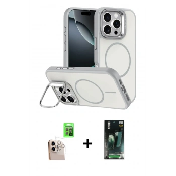MARSİLYAN™- iPhone 16 Pro Max Kılıf Çekirdek Klasik - Siyah 360 Mat Full Body Arka Koruyucu + Raze Metal Kamera Lens - NLGY