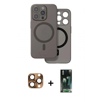 MARSİLYAN™- iPhone 16 Pro Max Kılıf Çekirdek Klasik - Siyah 360 Mat Full Body Arka Koruyucu + Pers Alüminyum Kamera Lens - CLTM