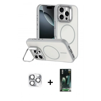 MARSİLYAN™- iPhone 16 Pro Max Kılıf Çekirdek Klasik - Siyah 360 Mat Full Body Arka Koruyucu + Pers Alüminyum Kamera Lens - GS
