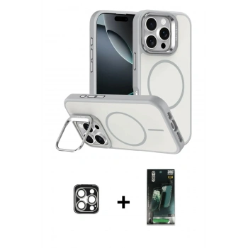 MARSİLYAN™- iPhone 16 Pro Max Kılıf Çekirdek Klasik - Siyah 360 Mat Full Body Arka Koruyucu + PVD Metal Kamera Lens - GS