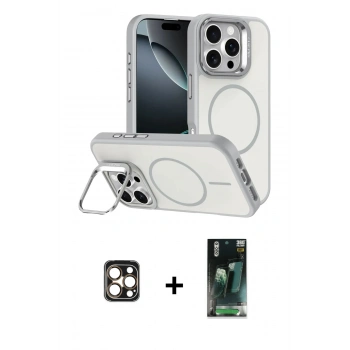 MARSİLYAN™- iPhone 16 Pro Max Kılıf Çekirdek Klasik - Siyah 360 Mat Full Body Arka Koruyucu + PVD Metal Kamera Lens - GD