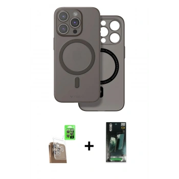 MARSİLYAN™- iPhone 16 Pro Max Kılıf Çekirdek Klasik - Siyah 360 Mat Full Body Arka Koruyucu + Raze Metal Kamera Lens - CLTM