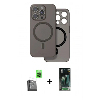 MARSİLYAN™- iPhone 16 Pro Max Kılıf Çekirdek Klasik - Siyah 360 Mat Full Body Arka Koruyucu + Raze Metal Kamera Lens - SH