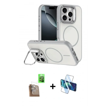 MARSİLYAN™- iPhone 16 Pro Max Kılıf Çekirdek Klasik - Siyah 3D Antistatik Cam Ekran Koruyucu + Raze Metal Kamera Lens - CLTM