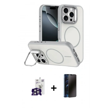 MARSİLYAN™- iPhone 16 Pro Max Kılıf Çekirdek Klasik - Siyah 3D Antistatik Hayalet Cam Ekran Koruyucu + Bilvis Titan Kamera Lens - TMGI