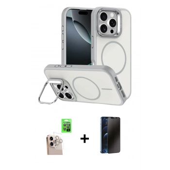 MARSİLYAN™- iPhone 16 Pro Max Kılıf Çekirdek Klasik - Siyah 3D Antistatik Hayalet Cam Ekran Koruyucu + Raze Metal Kamera Lens - NLGY
