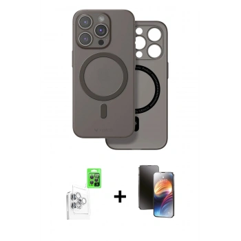MARSİLYAN™- iPhone 16 Pro Max Kılıf Çekirdek Klasik - Siyah 3D Antistatik Mat Seramik Nano Ekran Koruyucu + Raze Metal Kamera Lens - BZ