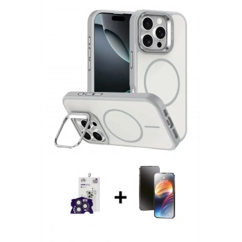 MARSİLYAN™- iPhone 16 Pro Max Kılıf Çekirdek Klasik - Siyah 3D Antistatik Mat Seramik Nano Ekran Koruyucu + Bilvis Titan Kamera Lens - TMGI