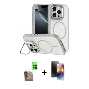 MARSİLYAN™- iPhone 16 Pro Max Kılıf Çekirdek Klasik - Siyah 3D Antistatik Mat Seramik Nano Ekran Koruyucu + Raze Metal Kamera Lens - CLTM