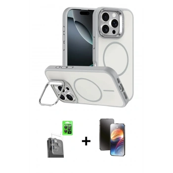 MARSİLYAN™- iPhone 16 Pro Max Kılıf Çekirdek Klasik - Siyah 3D Antistatik Mat Seramik Nano Ekran Koruyucu + Raze Metal Kamera Lens - SH