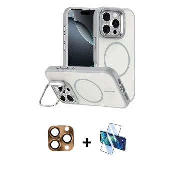 MARSİLYAN™- iPhone 16 Pro Max Kılıf Çekirdek Klasik - Siyah 3D Antistatik Seramik Nano Ekran Koruyucu + Pers Alüminyum Kamera Lens - CLTM