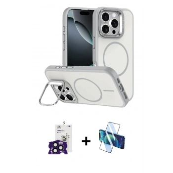 MARSİLYAN™- iPhone 16 Pro Max Kılıf Çekirdek Klasik - Siyah 3D Antistatik Seramik Nano Ekran Koruyucu + Bilvis Titan Kamera Lens - SH