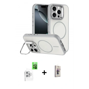 MARSİLYAN™- iPhone 16 Pro Max Kılıf Çekirdek Klasik - Siyah Bilvis 3D Cam Ekran Koruyucu + Raze Metal Kamera Lens - BZ