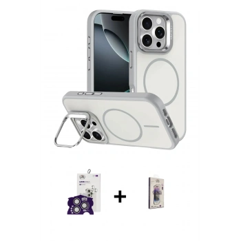 MARSİLYAN™- iPhone 16 Pro Max Kılıf Çekirdek Klasik - Siyah Bilvis 3D Cam Ekran Koruyucu + Bilvis Titan Kamera Lens - GS