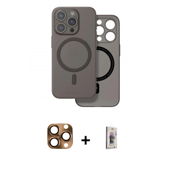 MARSİLYAN™- iPhone 16 Pro Max Kılıf Çekirdek Klasik - Siyah Bilvis 3D Cam Ekran Koruyucu + Pers Alüminyum Kamera Lens - CLTM