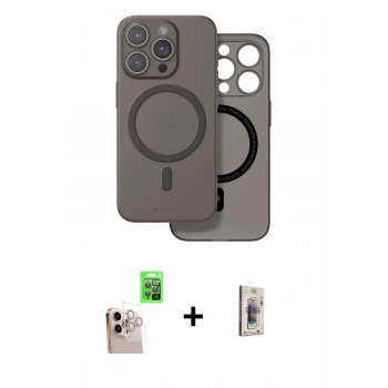 MARSİLYAN™- iPhone 16 Pro Max Kılıf Çekirdek Klasik - Siyah Bilvis 3D Cam Ekran Koruyucu + Raze Metal Kamera Lens - NLGY