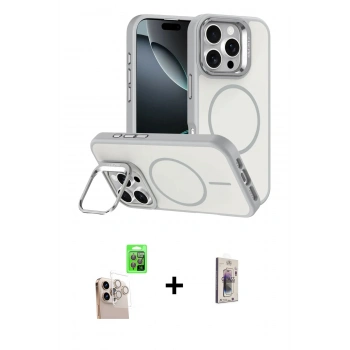 MARSİLYAN™- iPhone 16 Pro Max Kılıf Çekirdek Klasik - Siyah Bilvis 3D Cam Ekran Koruyucu + Raze Metal Kamera Lens - NLGY
