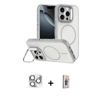 MARSİLYAN™- iPhone 16 Pro Max Kılıf Çekirdek Klasik - Siyah Bilvis 3D Cam Ekran Koruyucu + Pers Alüminyum Kamera Lens - GS