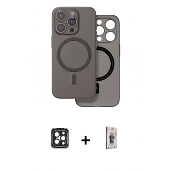MARSİLYAN™- iPhone 16 Pro Max Kılıf Çekirdek Klasik - Siyah Bilvis 3D Cam Ekran Koruyucu + PVD Metal Kamera Lens - SH