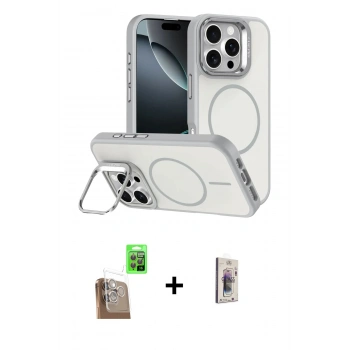 MARSİLYAN™- iPhone 16 Pro Max Kılıf Çekirdek Klasik - Siyah Bilvis 3D Cam Ekran Koruyucu + Raze Metal Kamera Lens - CLTM