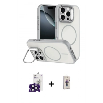 MARSİLYAN™- iPhone 16 Pro Max Kılıf Çekirdek Klasik - Siyah Bilvis 3D Cam Ekran Koruyucu + Bilvis Titan Kamera Lens - SH