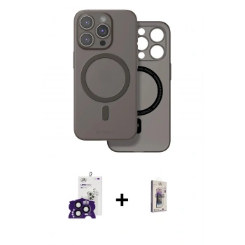 MARSİLYAN™- iPhone 16 Pro Max Kılıf Çekirdek Klasik - Siyah Bilvis 3D Cam Ekran Koruyucu + Bilvis Titan Kamera Lens - SH