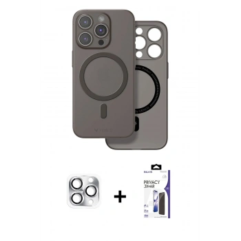 MARSİLYAN™- iPhone 16 Pro Max Kılıf Çekirdek Klasik - Siyah Bilvis 3X AR Hayalet Cam Ekran Koruyucu + Pers Alüminyum Kamera Lens - GS