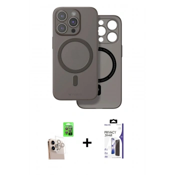 MARSİLYAN™- iPhone 16 Pro Max Kılıf Çekirdek Klasik - Siyah Bilvis 3X AR Hayalet Cam Ekran Koruyucu + Raze Metal Kamera Lens - NLGY