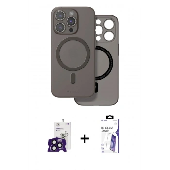 MARSİLYAN™- iPhone 16 Pro Max Kılıf Çekirdek Klasik - Siyah Bilvis 3X AR HD Cam Ekran Koruyucu + Bilvis Titan Kamera Lens - SH