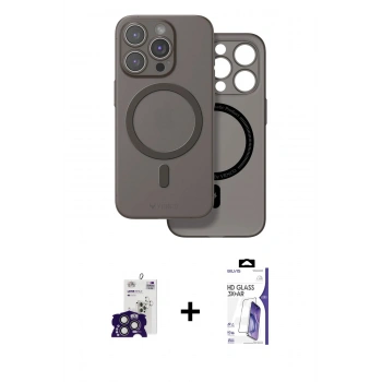 MARSİLYAN™- iPhone 16 Pro Max Kılıf Çekirdek Klasik - Siyah Bilvis 3X AR HD Cam Ekran Koruyucu + Bilvis Titan Kamera Lens - TMGI