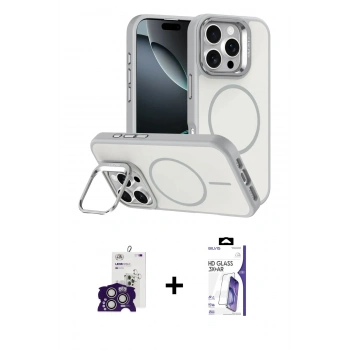 MARSİLYAN™- iPhone 16 Pro Max Kılıf Çekirdek Klasik - Siyah Bilvis 3X AR HD Cam Ekran Koruyucu + Bilvis Titan Kamera Lens - GS
