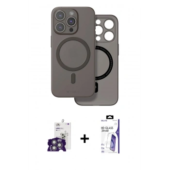 MARSİLYAN™- iPhone 16 Pro Max Kılıf Çekirdek Klasik - Siyah Bilvis 3X AR HD Cam Ekran Koruyucu + Bilvis Titan Kamera Lens - GS