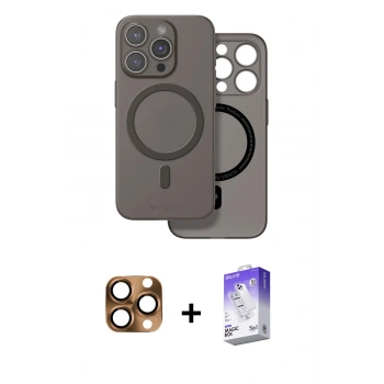 MARSİLYAN™- iPhone 16 Pro Max Kılıf Çekirdek Klasik - Siyah Bilvis 5in1 3D Magic Cam Ekran Koruyucu + Pers Alüminyum Kamera Lens - CLTM