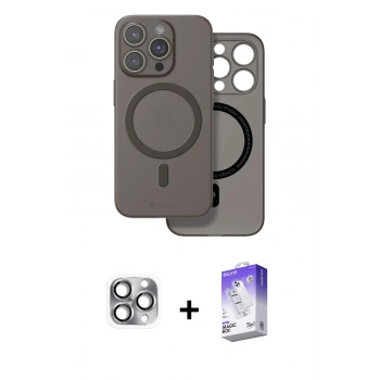 MARSİLYAN™- iPhone 16 Pro Max Kılıf Çekirdek Klasik - Siyah Bilvis 5in1 3D Magic Cam Ekran Koruyucu + Pers Alüminyum Kamera Lens - GI