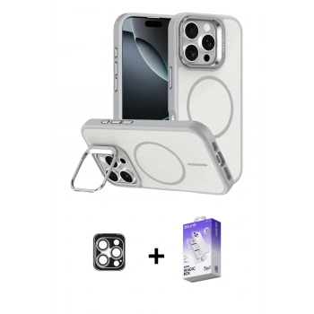 MARSİLYAN™- iPhone 16 Pro Max Kılıf Çekirdek Klasik - Siyah Bilvis 5in1 3D Magic Cam Ekran Koruyucu + PVD Metal Kamera Lens - GS