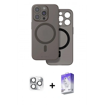 MARSİLYAN™- iPhone 16 Pro Max Kılıf Çekirdek Klasik - Siyah Bilvis 5in1 3D Magic Cam Ekran Koruyucu + Pers Alüminyum Kamera Lens - GS
