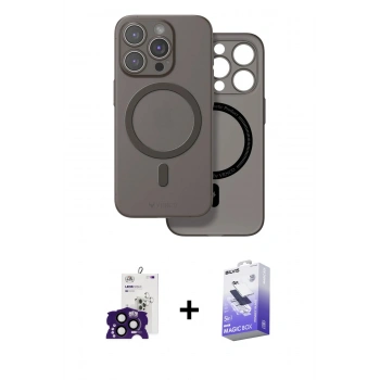 MARSİLYAN™- iPhone 16 Pro Max Kılıf Çekirdek Klasik - Siyah Bilvis 5in1 5D Magic Hayalet Cam Ekran Koruyucu + Bilvis Titan Kamera Lens - SH