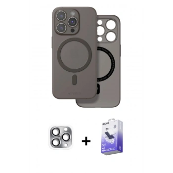 MARSİLYAN™- iPhone 16 Pro Max Kılıf Çekirdek Klasik - Siyah Bilvis 5in1 5D Magic Hayalet Cam Ekran Koruyucu + Pers Alüminyum Kamera Lens - GI
